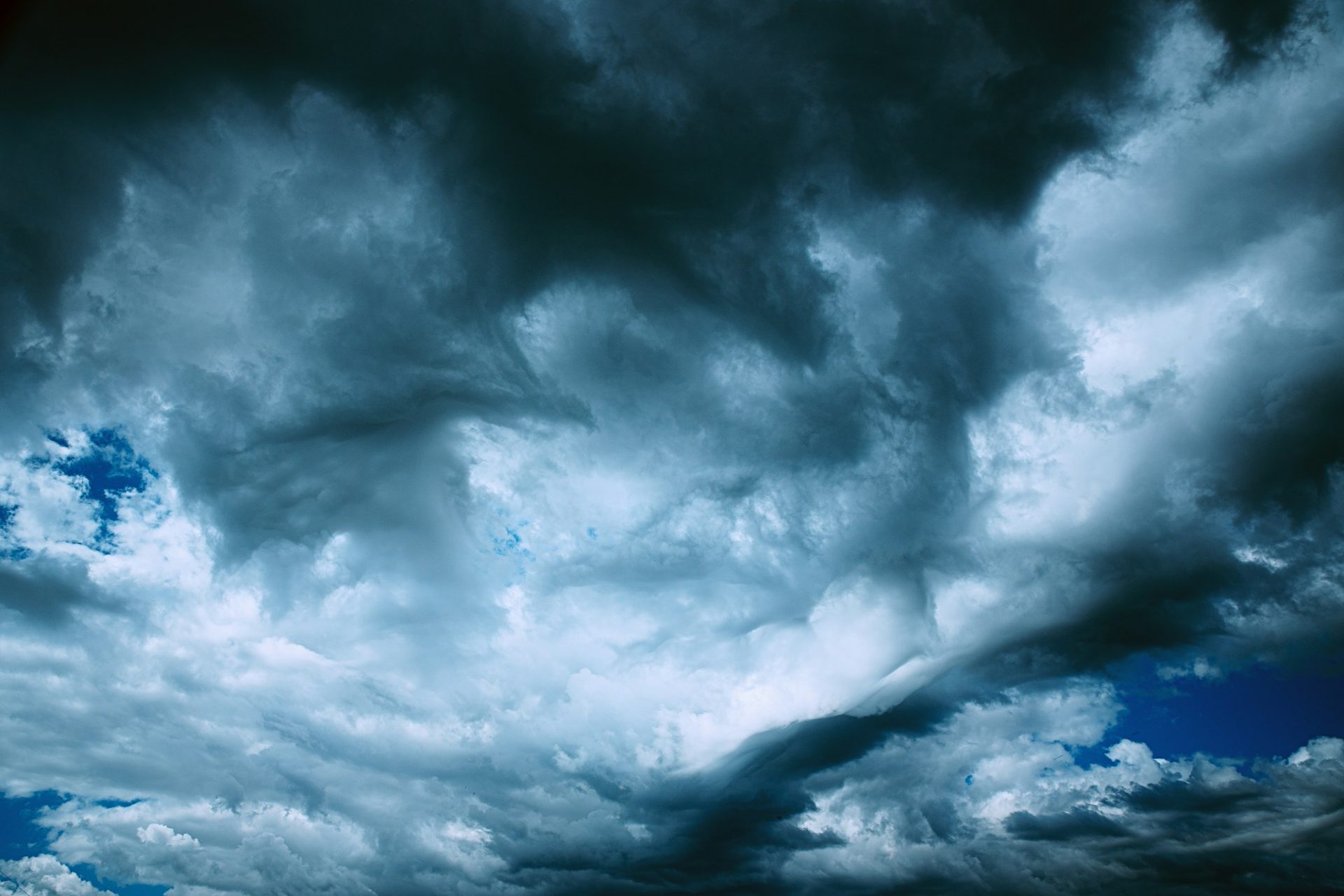 Dark Storm Cloudy Rainy Sky With Rain Heavy Clouds. Sky Natural Background. Weather Forecast Concept