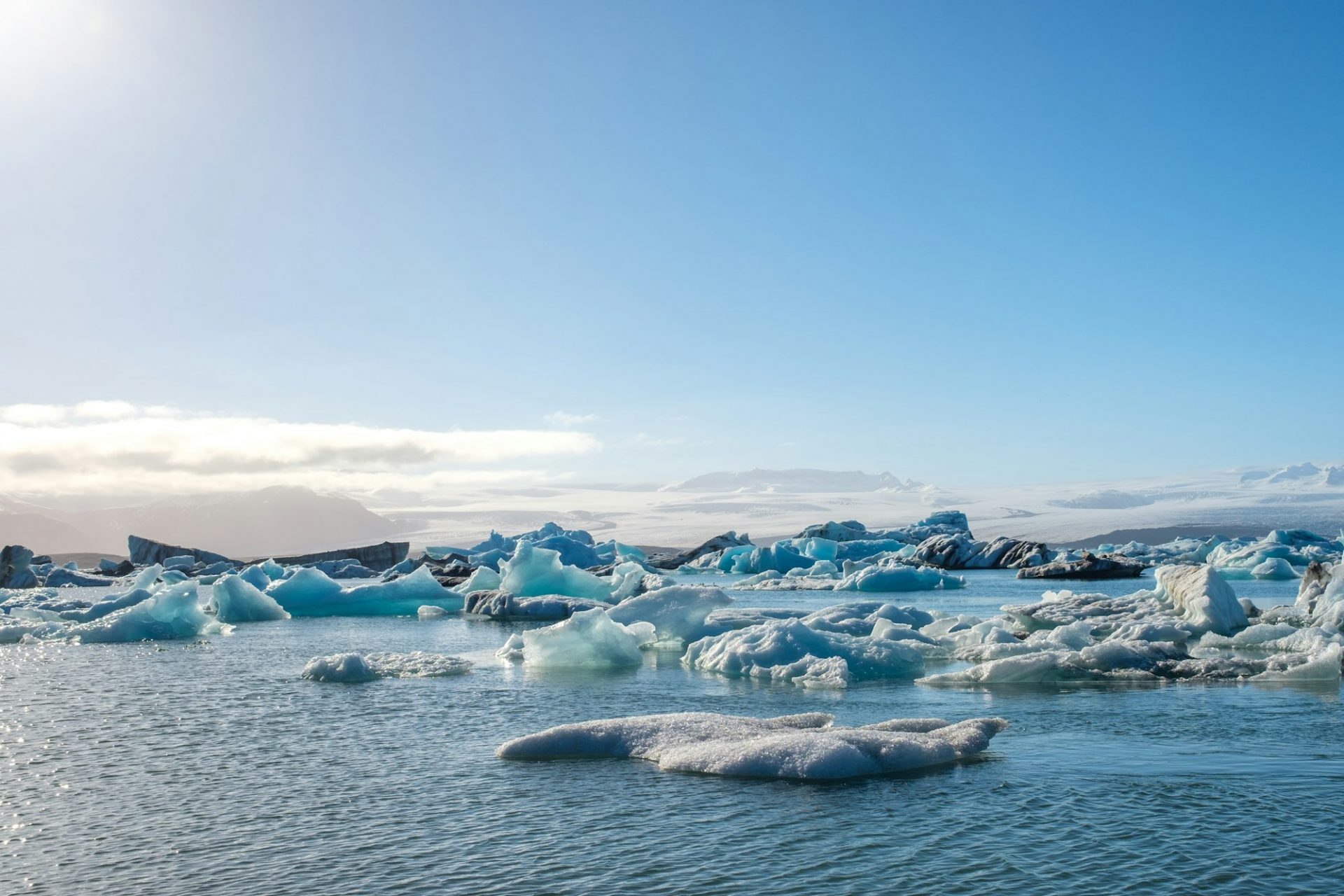 View of melting down glacier due to global warming